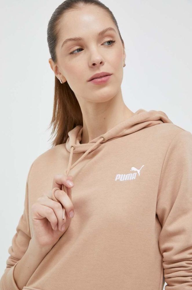 Кофта Puma жіноча колір бежевий з капюшоном з аплікацією фото 4