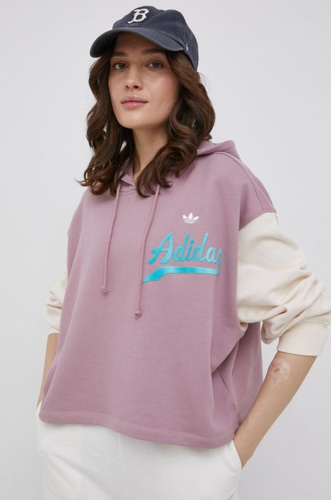 Бавовняна кофта adidas Originals HD9784 жіноча колір рожевий з аплікацією HD9784-MAGM/WHI