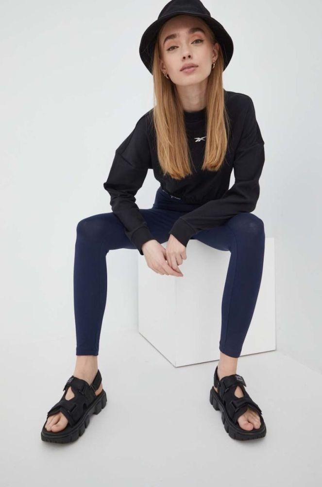 Кофта Reebok H51452 жіноча колір чорний однотонна фото 2