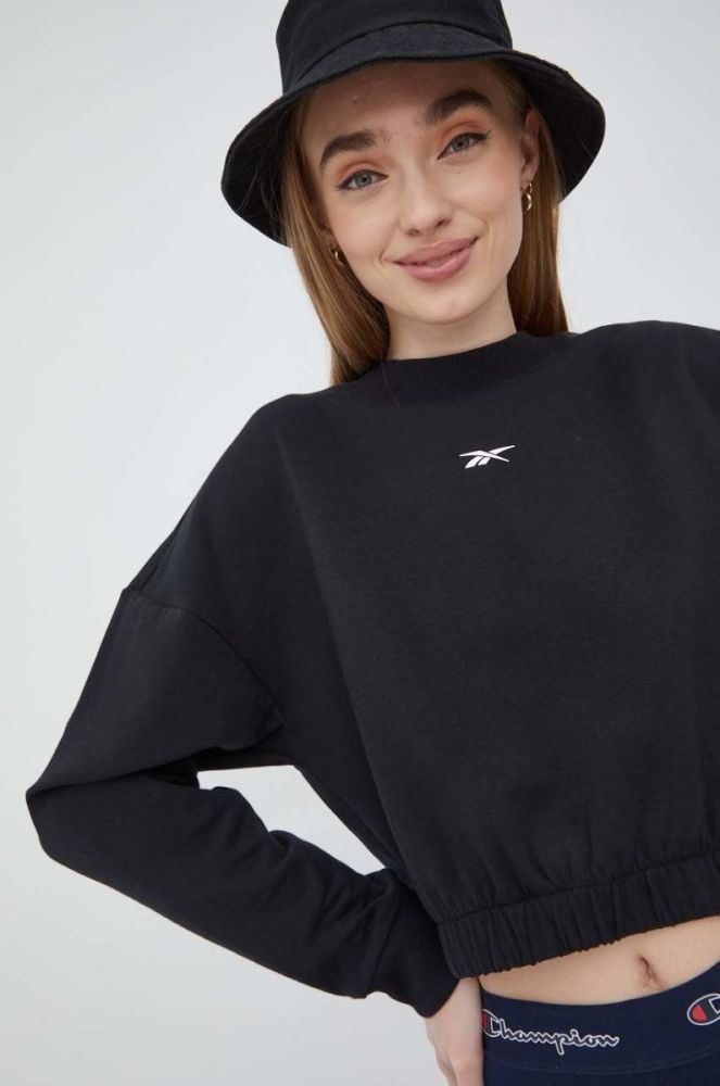 Кофта Reebok H51452 жіноча колір чорний однотонна фото 4