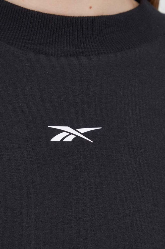 Кофта Reebok H51452 жіноча колір чорний однотонна фото 5