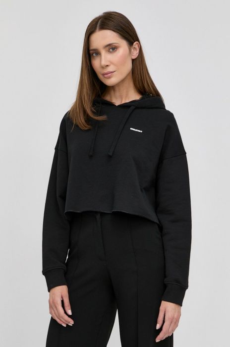 Бавовняна кофта Red Valentino жіноча колір чорний з капюшоном однотонна (1985602)