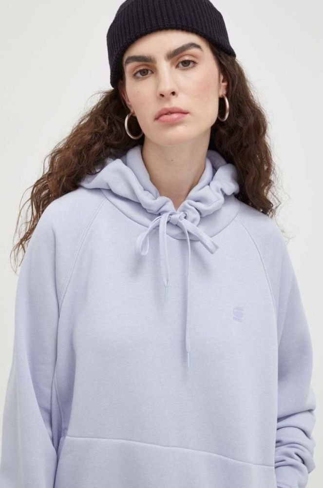 Кофта G-Star Raw жіноча з капюшоном однотонна колір блакитний фото 4