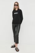 Бавовняна кофта BOSS жіноча колір чорний з принтом (2484169)