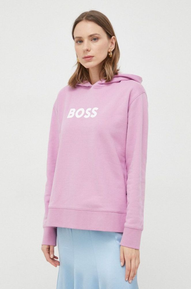 Бавовняна кофта BOSS жіноча колір рожевий з принтом (2722008) фото 4