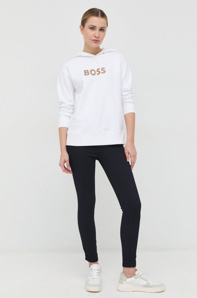 Бавовняна кофта BOSS жіноча колір білий з принтом (2722925) фото 2