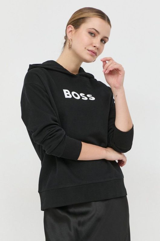 Бавовняна кофта BOSS жіноча колір чорний з принтом (2722576) фото 2