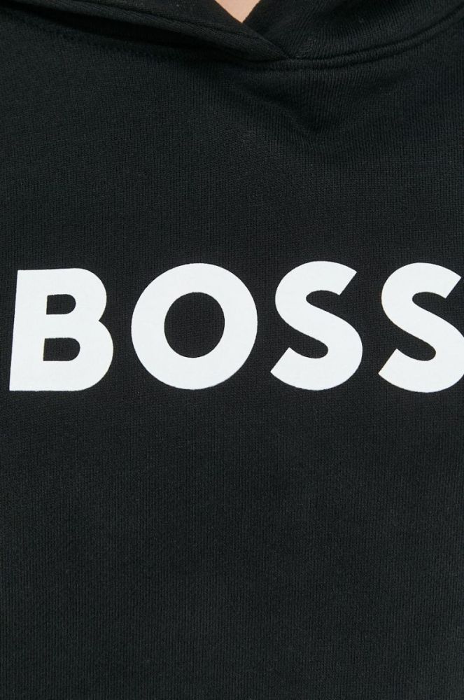 Бавовняна кофта BOSS жіноча колір чорний з принтом (2722576) фото 5
