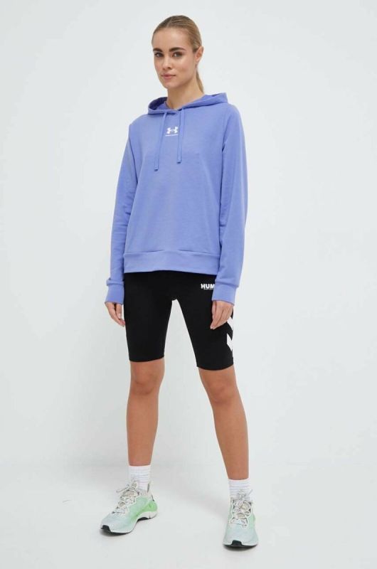 Кофта Under Armour жіноча колір фіолетовий з капюшоном однотонна фото 2