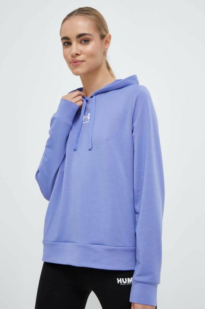 Кофта Under Armour жіноча колір фіолетовий з капюшоном однотонна фото 4