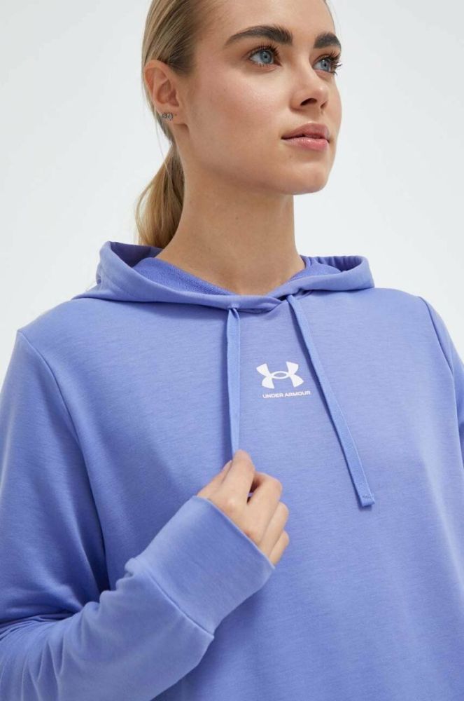 Кофта Under Armour жіноча колір фіолетовий з капюшоном однотонна фото 5