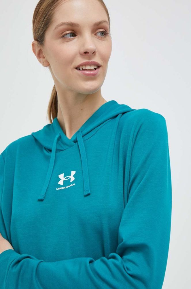 Кофта Under Armour жіноча колір зелений з капюшоном однотонна