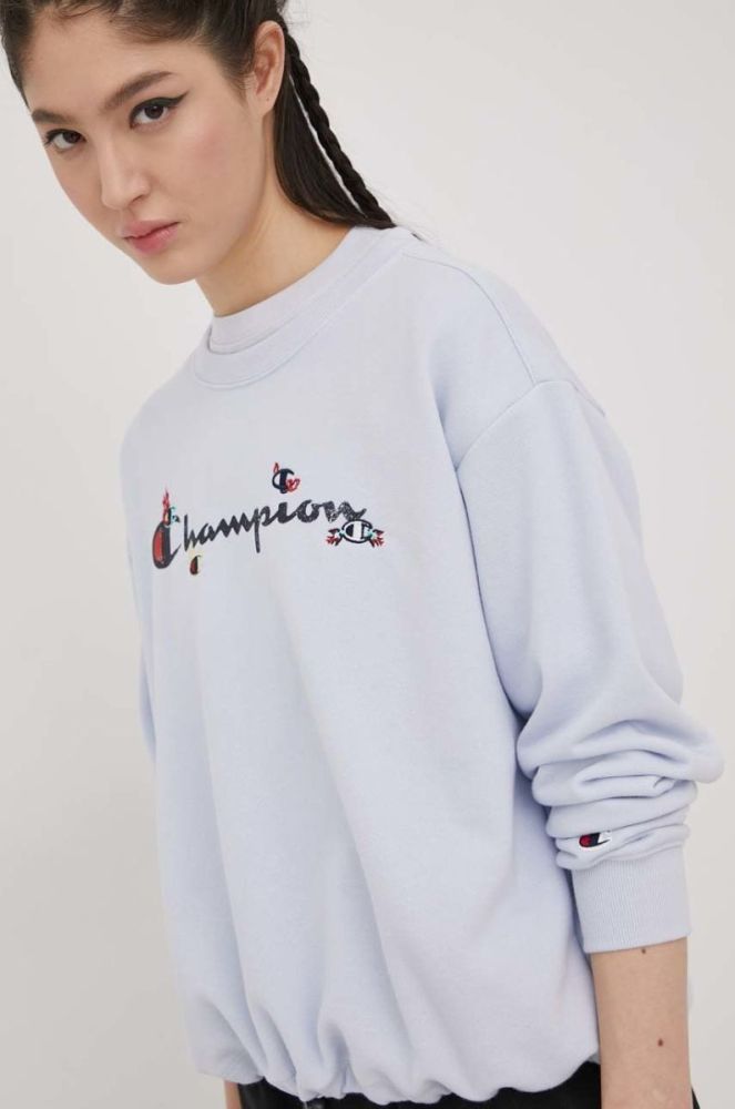 Кофта Champion 115039 жіноча  з принтом колір блакитний фото 4