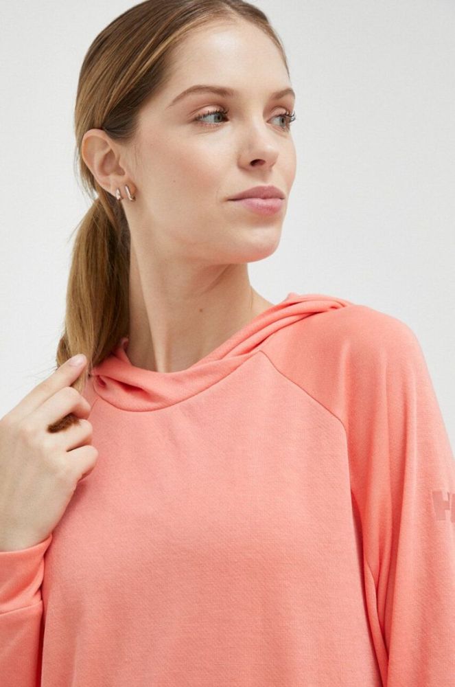 Спортивна кофта Helly Hansen Inshore жіноча колір помаранчевий з капюшоном однотонна фото 4