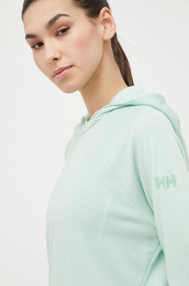 Спортивна кофта Helly Hansen Inshore жіноча колір бірюзовий з капюшоном однотонна фото 4