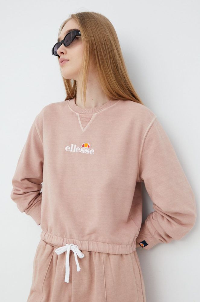 Бавовняна кофта Ellesse жіноча колір рожевий з аплікацією SGM14011-PINK (2355865)