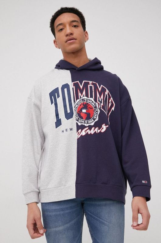 Бавовняна кофта Tommy Jeans чоловіча колір синій меланж (2225406) фото 2