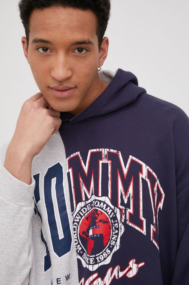 Бавовняна кофта Tommy Jeans чоловіча колір синій меланж (2225406) фото 4