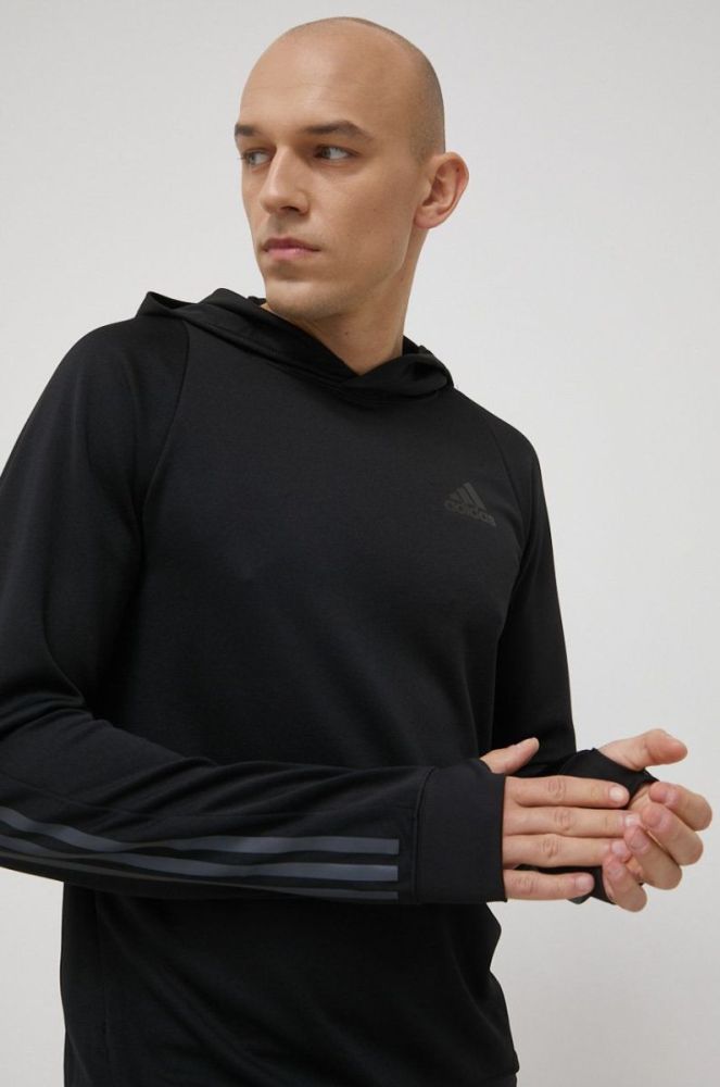 Кофта для бігу adidas Performance Run Icon HE2472 чоловіча колір чорний з принтом фото 4