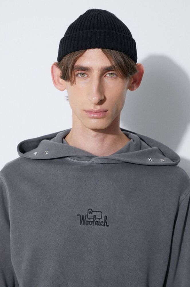 Бавовняна кофта Woolrich чоловіча колір рожевий з капюшоном однотонна CFWOSW0126MRUT2915-4355 фото 5