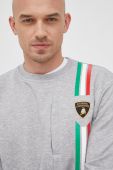 Бавовняна кофта Lamborghini чоловіча колір сірий з аплікацією