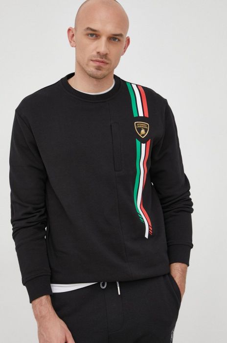 Бавовняна кофта Lamborghini чоловіча колір чорний з аплікацією