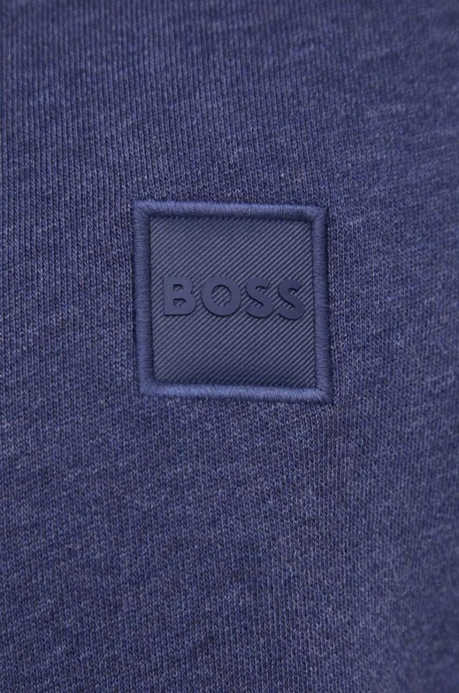 Бавовняна кофта BOSS BOSS CASUAL чоловіча колір синій з аплікацією фото 5