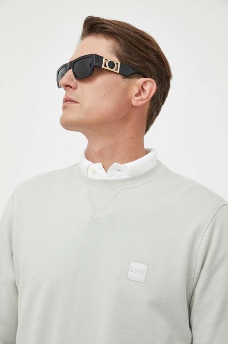 Бавовняна кофта BOSS BOSS CASUAL чоловіча  з аплікацією колір зелений (3295548)