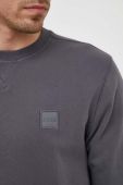 Бавовняна кофта BOSS BOSS CASUAL чоловіча колір сірий з аплікацією (3217725)