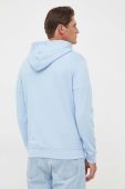Бавовняна кофта BOSS BOSS CASUAL чоловіча з капюшоном однотонна колір блакитний