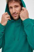 Бавовняна кофта BOSS BOSS CASUAL чоловіча колір зелений з капюшоном однотонна