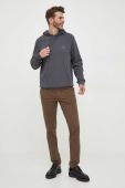 Бавовняна кофта BOSS BOSS CASUAL чоловіча колір сірий з капюшоном однотонна (3217733)