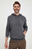 Бавовняна кофта BOSS BOSS CASUAL чоловіча колір сірий з капюшоном однотонна (3217733)