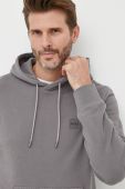 Бавовняна кофта BOSS BOSS CASUAL чоловіча колір сірий з капюшоном однотонна (3186740)