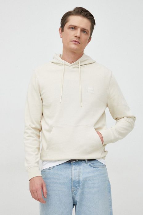 Бавовняна кофта BOSS BOSS CASUAL чоловіча колір чорний з капюшоном однотонна (2881611)