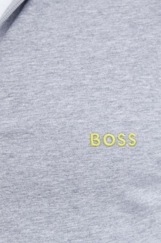 Кофта лаунж BOSS колір сірий з капюшоном однотонна фото 5