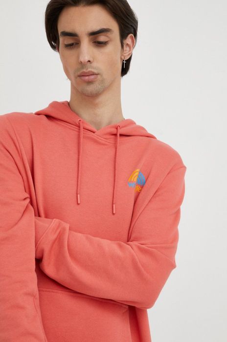 Бавовняна кофта Wrangler чоловіча колір помаранчевий з принтом
