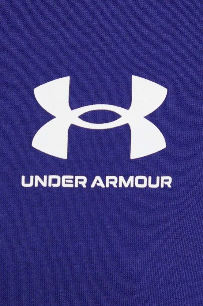 Кофта Under Armour чоловіча колір фіолетовий з капюшоном з принтом (3080552) фото 6