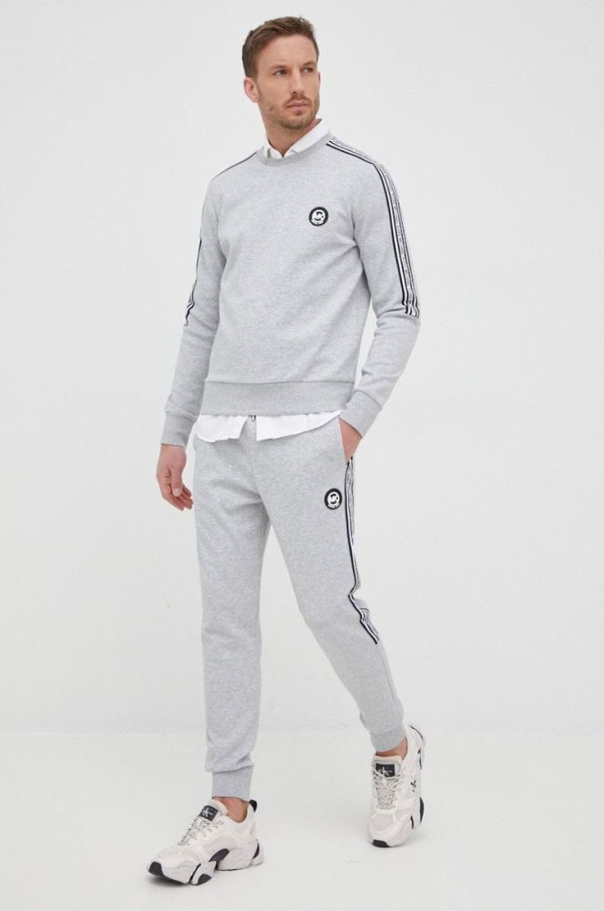Кофта Michael Kors чоловіча колір сірий з аплікацією (2144750) фото 2