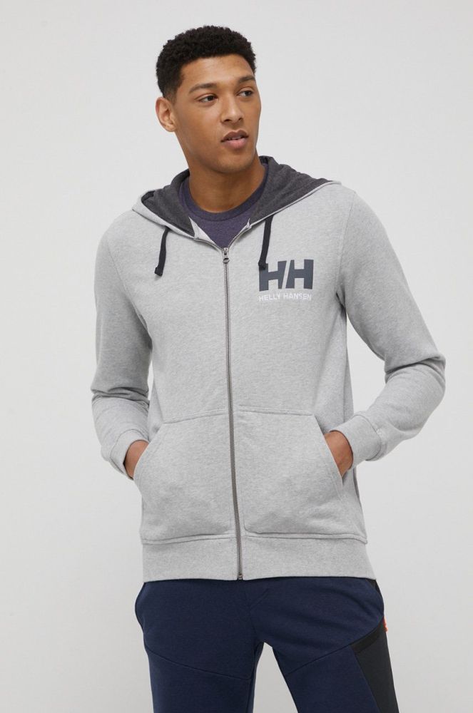 Бавовняна кофта Helly Hansen чоловіча колір сірий з принтом 34163-597