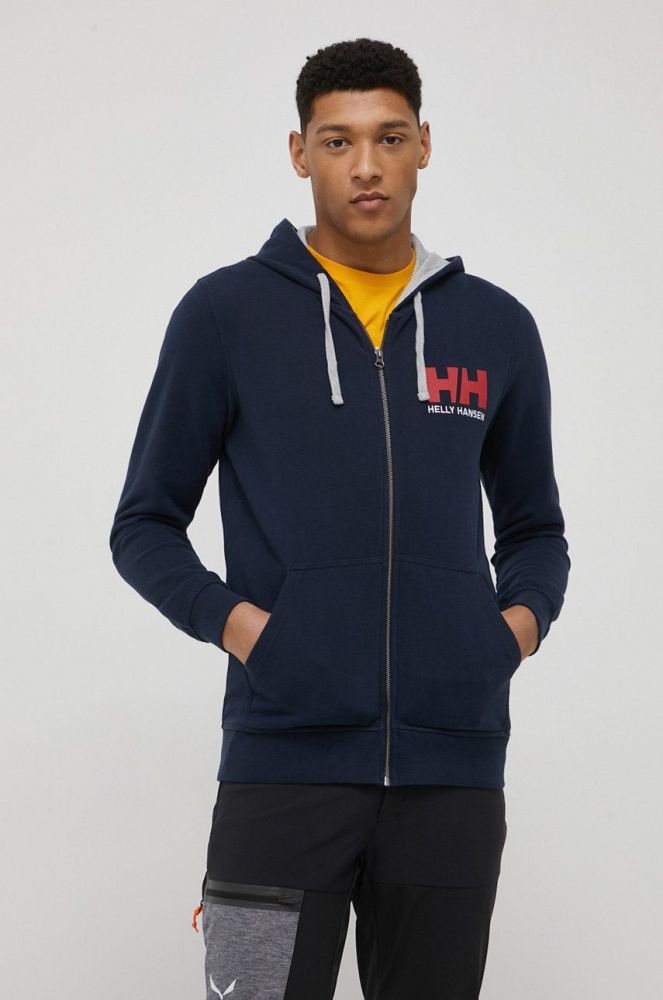 Бавовняна кофта Helly Hansen чоловіча колір синій з принтом 34163-597