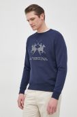 Бавовняна кофта La Martina чоловіча колір синій з аплікацією (2176865)