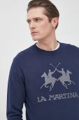 Бавовняна кофта La Martina чоловіча колір синій з аплікацією (2176865)
