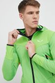Спортивна кофта Salewa Agner Hybrid чоловіча колір зелений з капюшоном візерунок