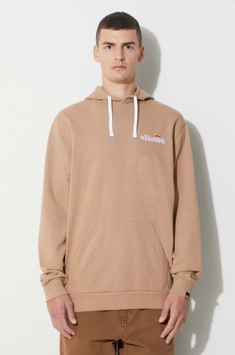 Бавовняна кофта Ellesse чоловіча колір сірий з капюшоном візерунок SHM13144-GREEN