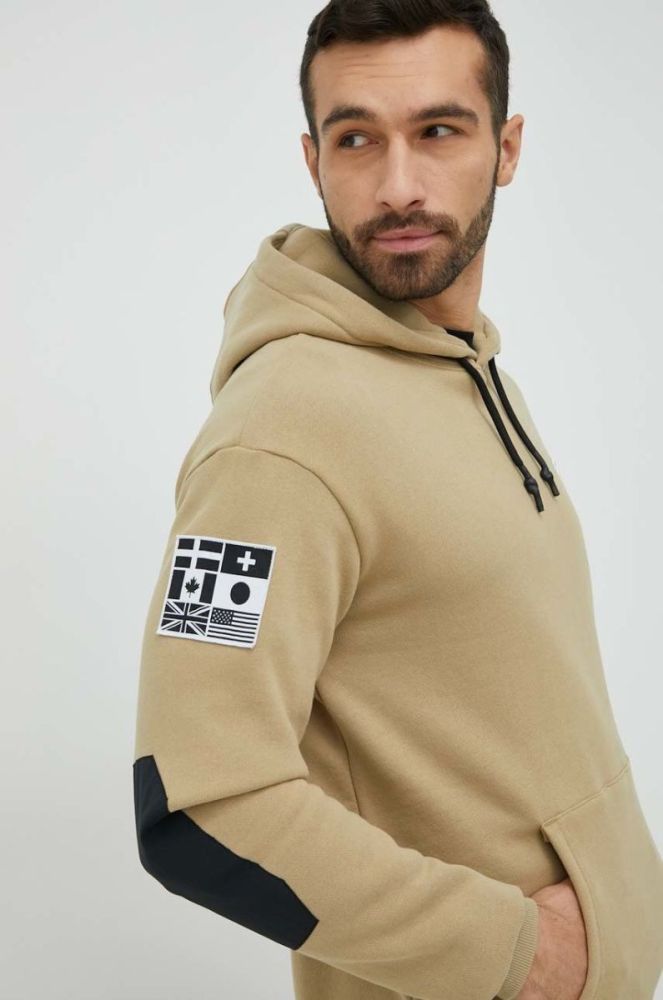Кофта Colourwear чоловіча колір бежевий з капюшоном однотонна фото 4