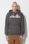 Бавовняна кофта Ellesse чоловіча колір сірий з капюшоном візерунок SHN15152-402 Бавовняна кофта Ellesse чоловіча колір сірий з капюшоном візерунок SHN15152-402
