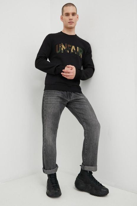 Бавовняна кофта Unfair Athletics чоловіча колір чорний з аплікацією (2461074)