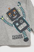 Дитячий бавовняний лонгслів United Colors of Benetton колір сірий з принтом (2077362)