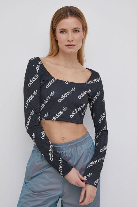 Лонгслів adidas Originals HM4894 жіночий колір чорний